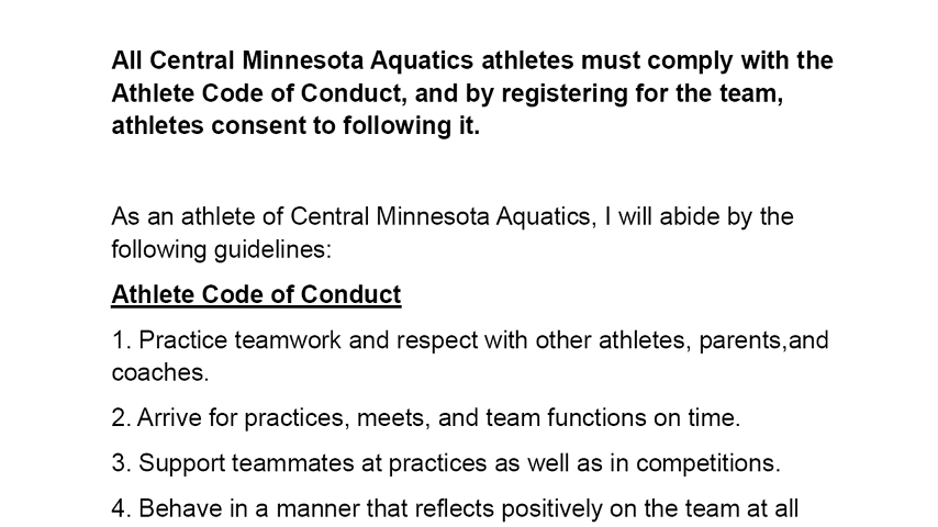 Athlete Code of Conduct
