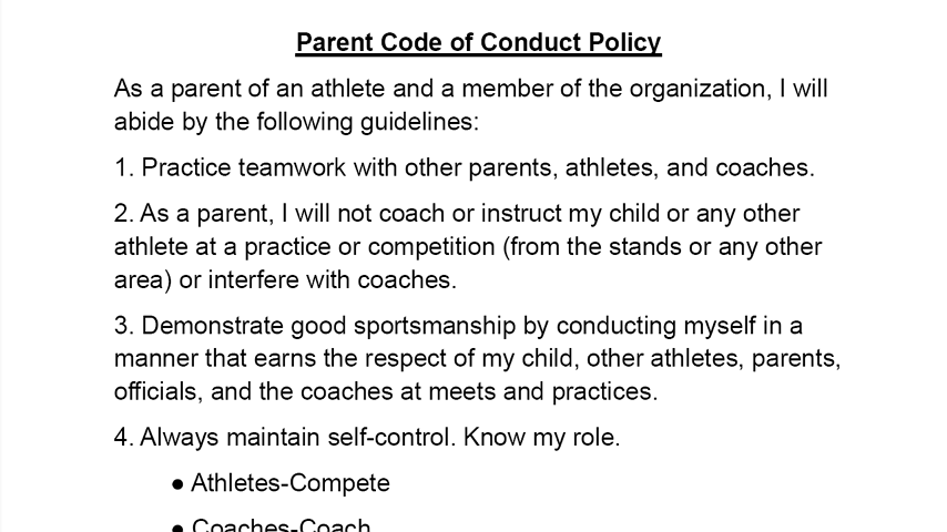 Parent Code of Conduct Policy